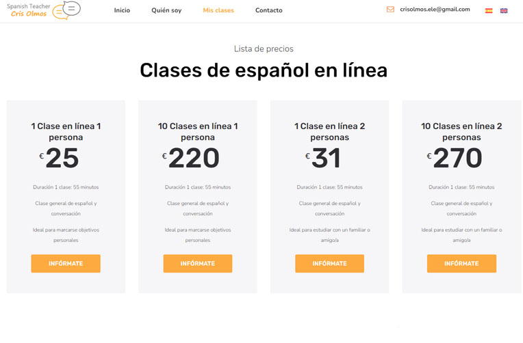 diseño web profesor de idiomas para extranjeros